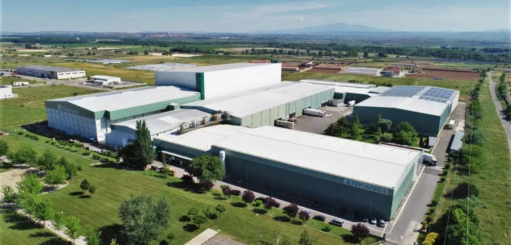 Vista aérea de la planta de Lineage, Inc., en Milagro (Navarra)