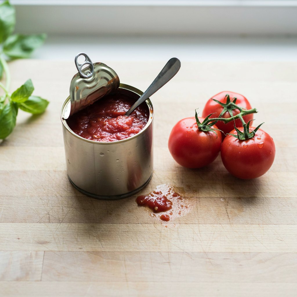 Tomates frescos y en conserva triturado